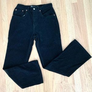 Y2k vintage Ellemeno cords—black, fine, velvety corduroy.